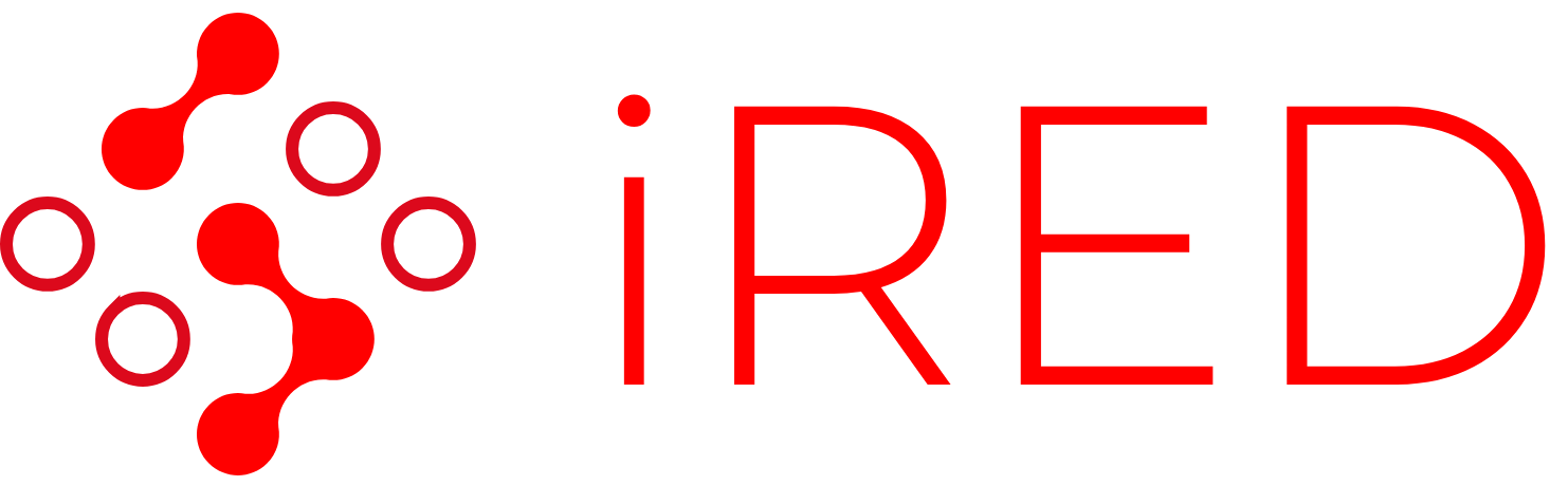 company logo and text in red writting
